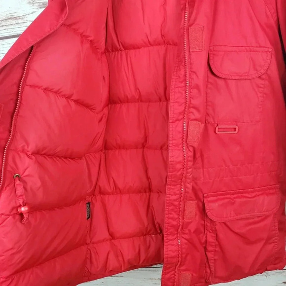 Eddie Bauer Womens Medium Vintage Snowline Red Goose Down Parka Puffer Coat - Picture 16 of 16